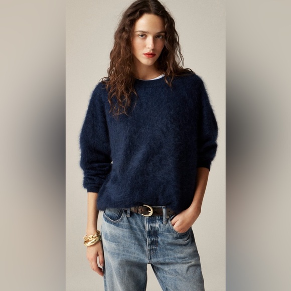 J.Crew Brushed cashmere relaxed crewneck sweater, Navy, XSM - Picture 1 of 2